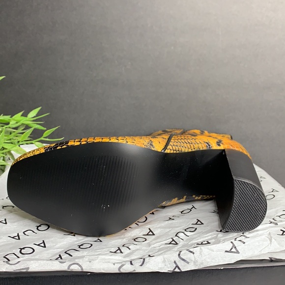 Aqua Womens Soren Ankle Boots Leather Block Heel - Yellow - Picture 7 of 11